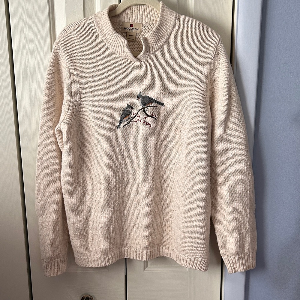 Vintage Woolrich Cream Sweater with Bird Design